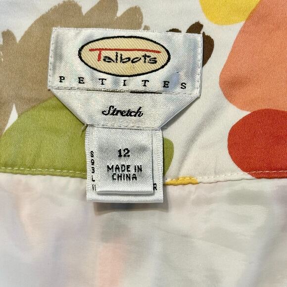 Y2K Talbots Pleated Tulip Print Floral Skirt Sz 12P Side Zip Preppy Cottagecore - Picture 3 of 10
